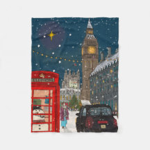 London Christmas Night Cityscape Retro inspiriert