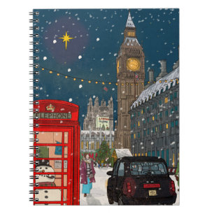 London Christmas Night Cityscape Retro inspiriert Notizblock