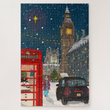 London Christmas Night Cityscape Retro inspiriert
