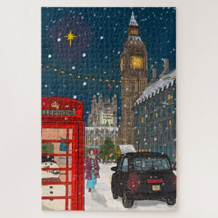 London Christmas Night Cityscape Retro inspiriert Puzzle