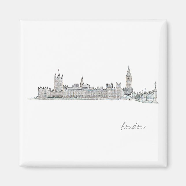 London City Big Ben Architecture Landscape Magnet (Vorne)