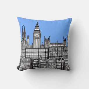 London City Black and White Kissen