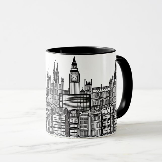 London City Black and White Tasse (VorderseiteRechts)
