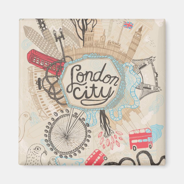 London City Doodle Art Magnet (Vorne)