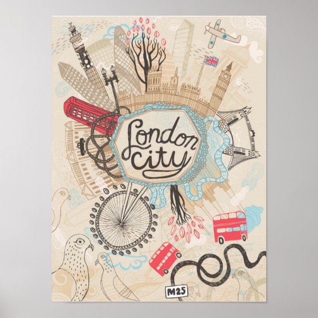 London City Doodle Art Poster (Vorne)