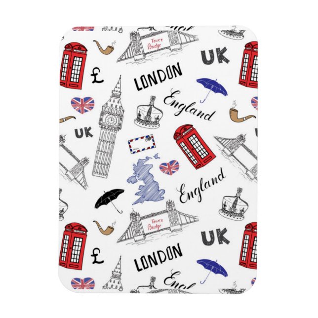 London City Doodles Pattern Magnet (Vertikal)
