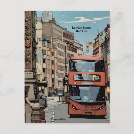London City Iconic Red Bus England Personal Postkarte