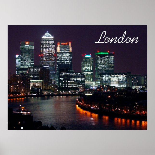 London City Night Skyline UK Travel Poster (Vorne)