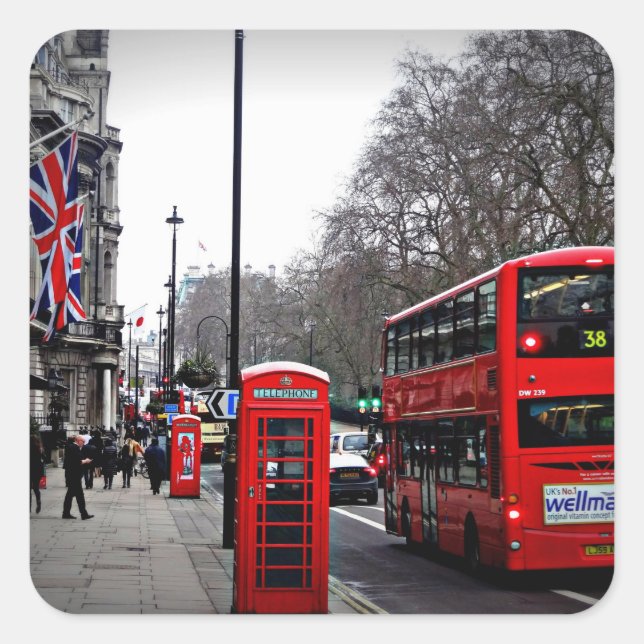 London City Quadratischer Aufkleber (Vorderseite)