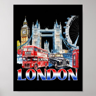 London City Souvenir Vintage Britischer Urlaubsvib Poster