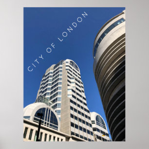 London City   Wolkenkratzer im blauen Himmel-Foto Poster