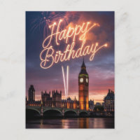London Cityscape Geburtstagsgruß mit Feuerwerk