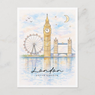 London Cityscape Watercolor | United Kingdom Feiertagspostkarte