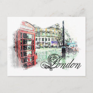 London Colored Sketch Postkarte