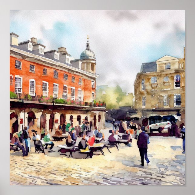 London - Covent Garden Piazza, (B), Aquarell Poster (Vorne)
