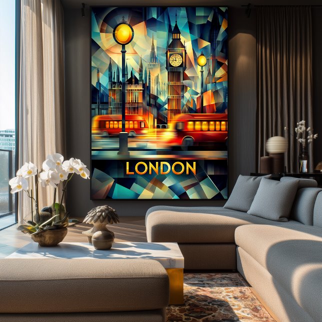 London Cubist Night - Modern Geometric Cityscape Poster (Von Creator hochgeladen)
