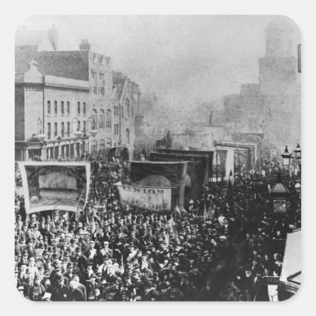 London Dock Strike, 1889 Quadratischer Aufkleber (Vorderseite)