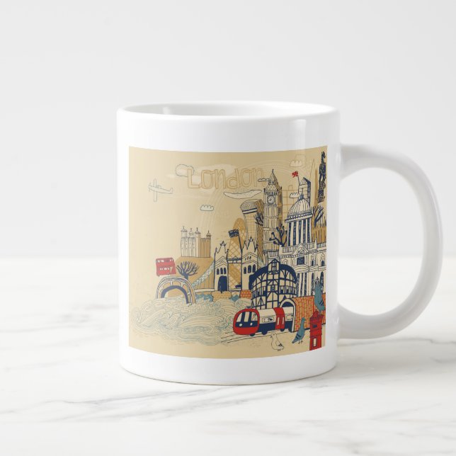 London Doodle Scene Jumbo-Tasse (Rechts)