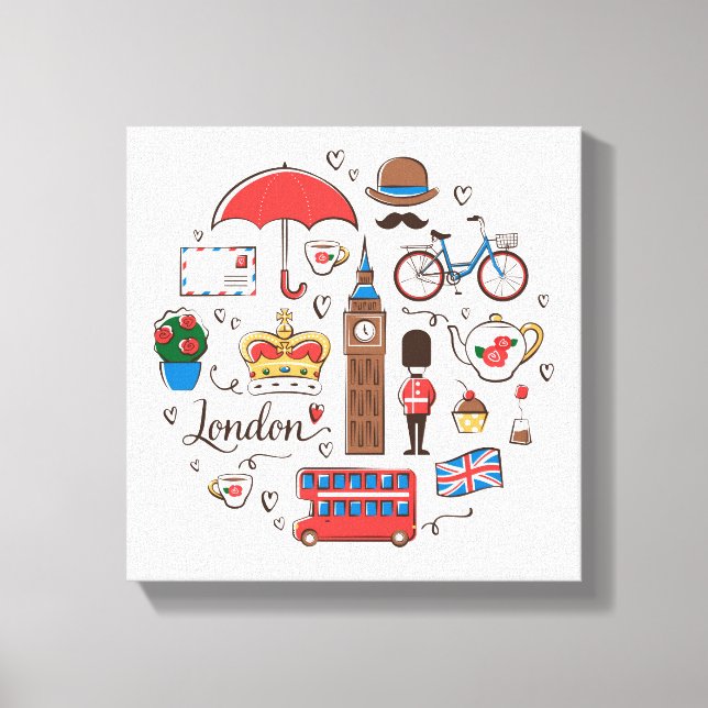 London Doodles Leinwanddruck (Vorderseite)