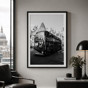 London-Doppeldeckerbus Schwarz und Weiß Poster