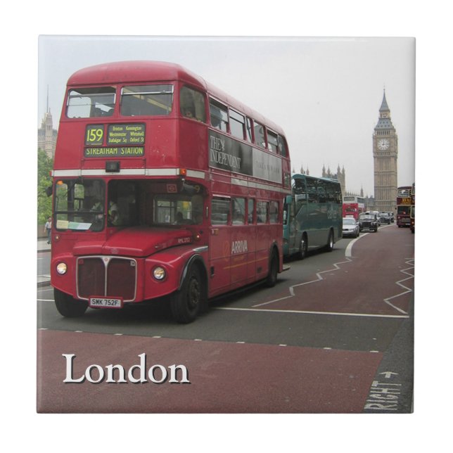 London Doppelt-Decker Bus personalisiert Fliese (Vorderseite)