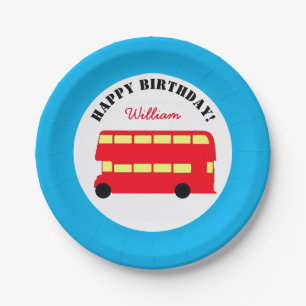 London Double Decker Bus, British Kids (Party) Pappteller