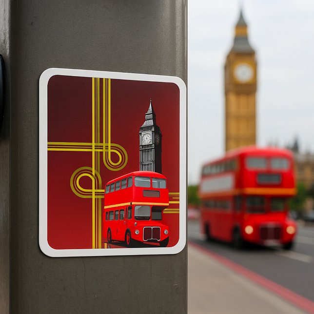 London Double Decker Bus Square Sticker (Von Creator hochgeladen)