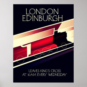 London Edinburgh Lokomotive im Vintage-Stil Poster