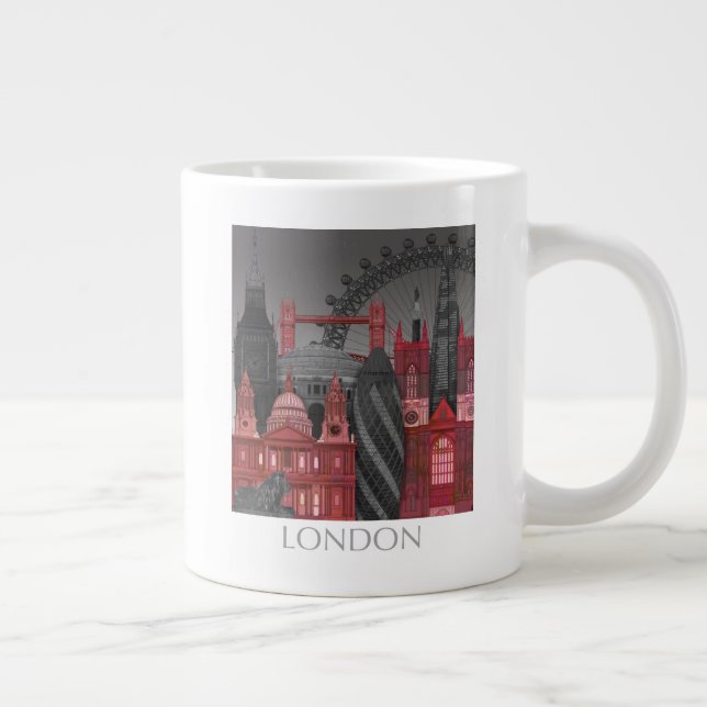 London Elevations by Night - Red Jumbo-Tasse (Rechts)
