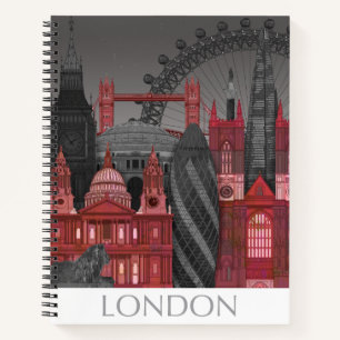 London Elevations by Night - Red Notizbuch