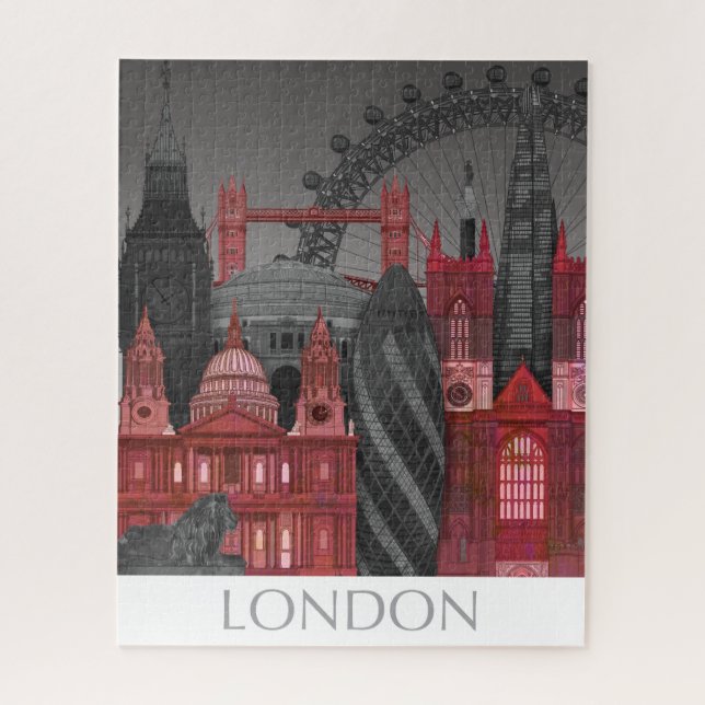 London Elevations by Night - Red Puzzle (Vertikal)