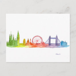 London England Aquarell bunt britischer Regenbogen Postkarte