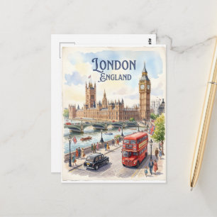London England Aquarell  Postkarte