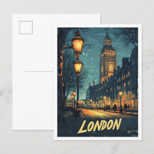 London England Art Vintag Illustration Travel Postkarte