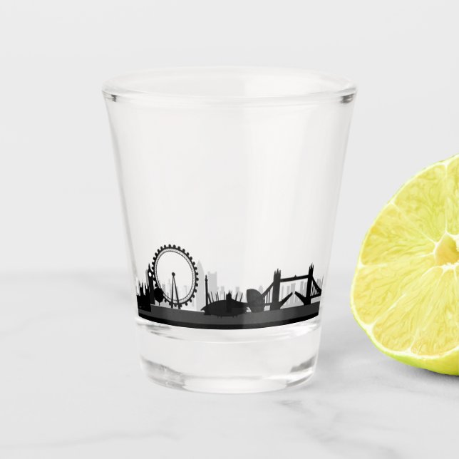London England berühmte Städte Skyline Shot Glass Schnapsglas (Vorderseite)
