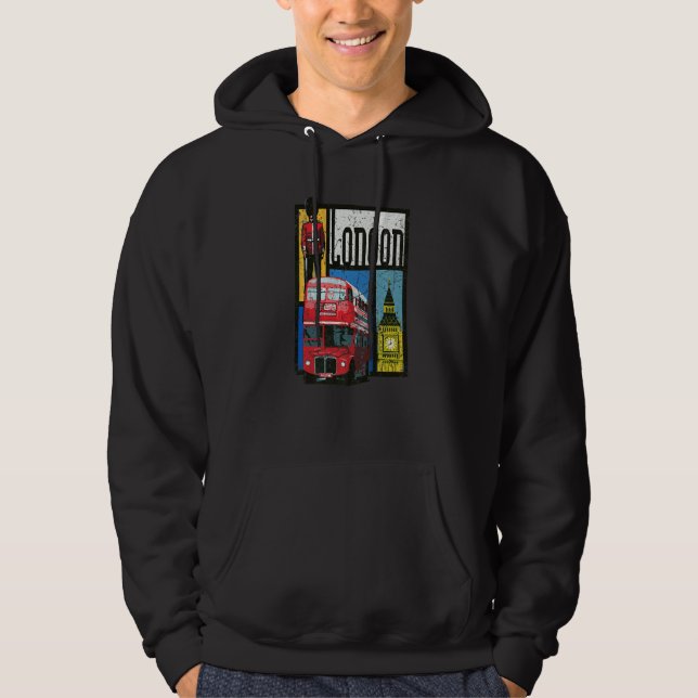 London England Big Ben Double Decker Queens Guard Hoodie (Vorderseite)