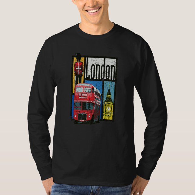 London England Big Ben Double Decker Queens Guard T-Shirt (Vorderseite)