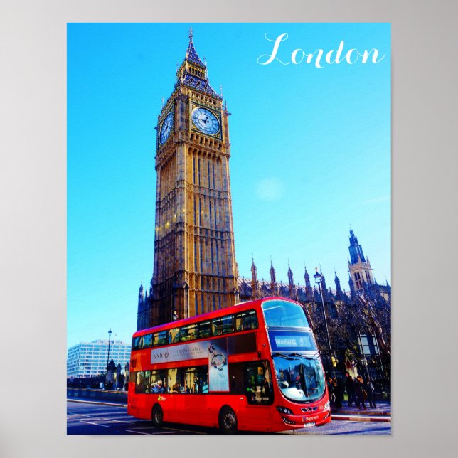 London England Big Ben Red Bus Poster (Vorne)