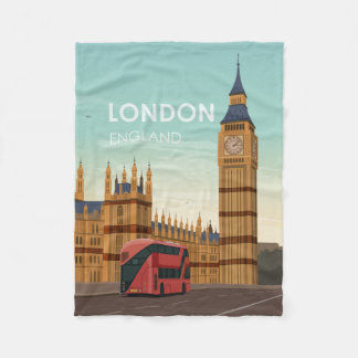 London England Big Ben Vintage Reise Fleecedecke