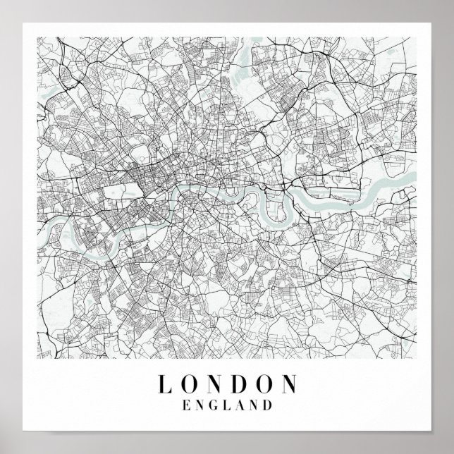 London England Blue Water Street Map Poster (Vorne)