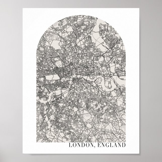 London England Boho Minimal Arch Street Karte Poster (Vorne)
