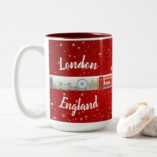 London England Britische Sehenswürdigkeiten Red Zweifarbige Tasse (Mit Donut)
