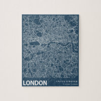 London England City Map Art Blue Print