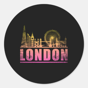 London England City Skyline Cityscape Funny Gift Runder Aufkleber