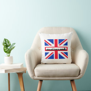London England City Skyline Union Jack Flag Pillow Kissen