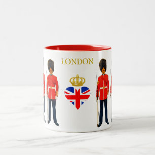 London, England Crown Heart & Beefeatures Zweifarbige Tasse