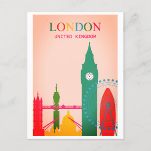 London England Farbige Vintage-Reise Postkarte