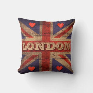 London England Flaggen Union Jack UK Vintag Rustik Kissen