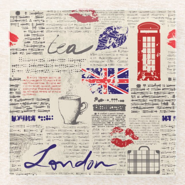 London, England Glasuntersetzer (Vorderseite)