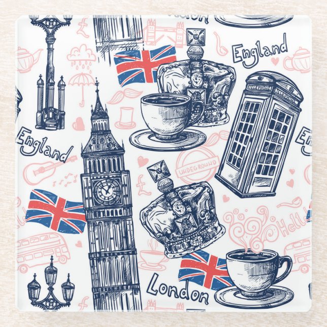 London, England Glasuntersetzer (Vorderseite)